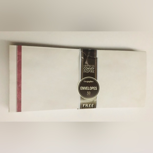 New 50 Envelopes Geographics Light Grey with Red Line on Left Side Front Back - Picture 10 of 16